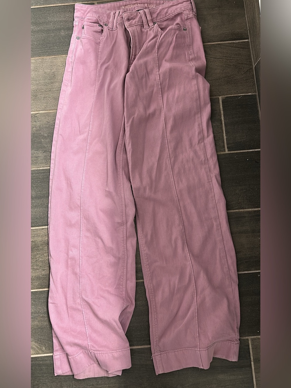 American Eagle Outfitters Pink High-Rise Wide Leg Jeans
